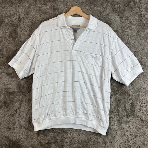 Vintage Windham Pointe Banded Polo Shirt White Stripe Men's XL Textured Knit - Picture 1 of 10